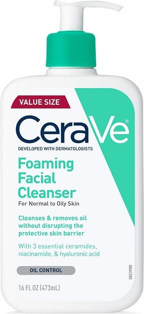 CeraVe Foaming Facial Cleanser. Face Wash for Oily Skin. 19oz | Skin Care with Hyaluronic Acid & Niacinamide. Makeup Remover. Daily Face Wash For Men & Women. Fragrance Free. Oil Control