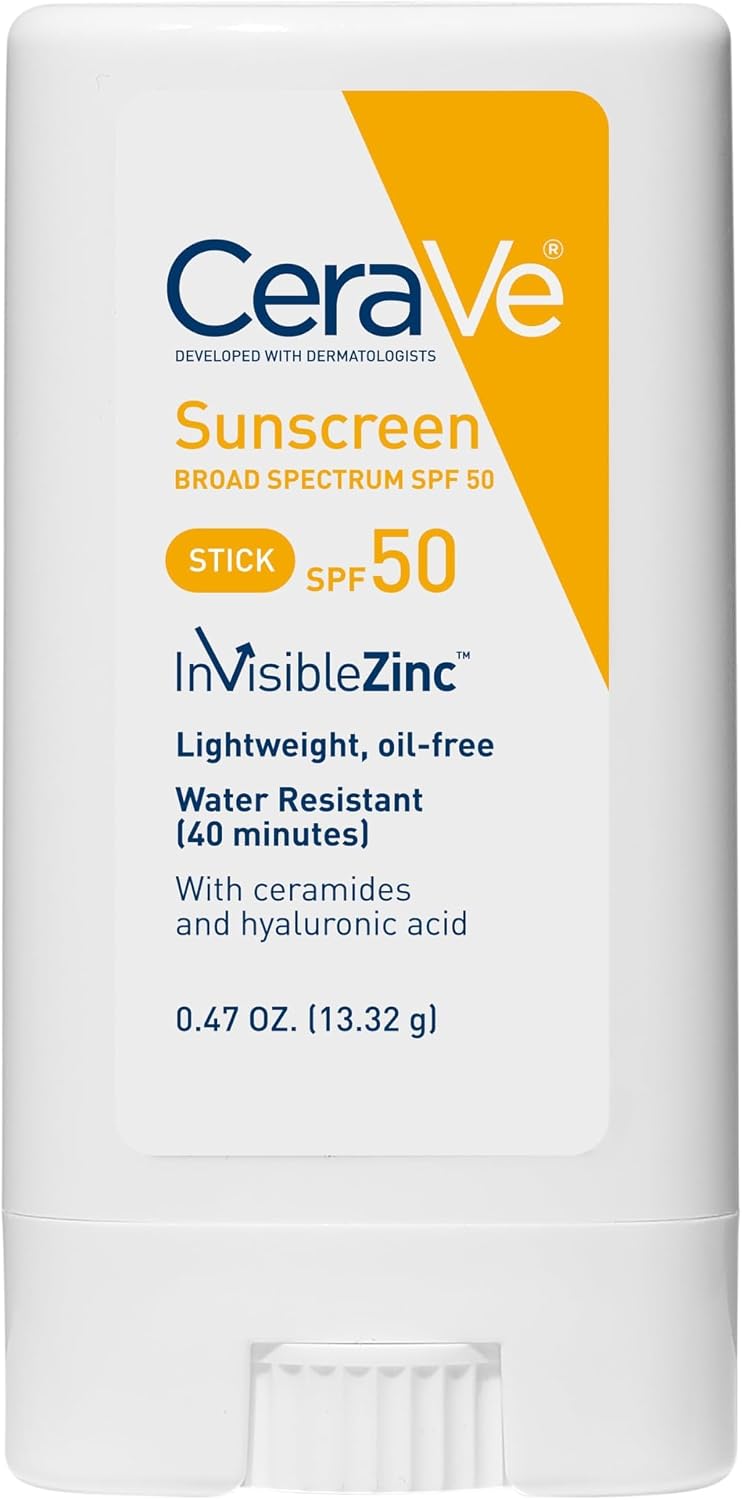 CeraVe Mineral Sunscreen Stick. SPF 50 Face Sunscreen. Travel Size. 0.47oz | FSA Eligible Zinc Oxide Face Sunscreen with Hyaluronic Acid and Ceramides Offers Water-Resistant. Mess-Free Protection