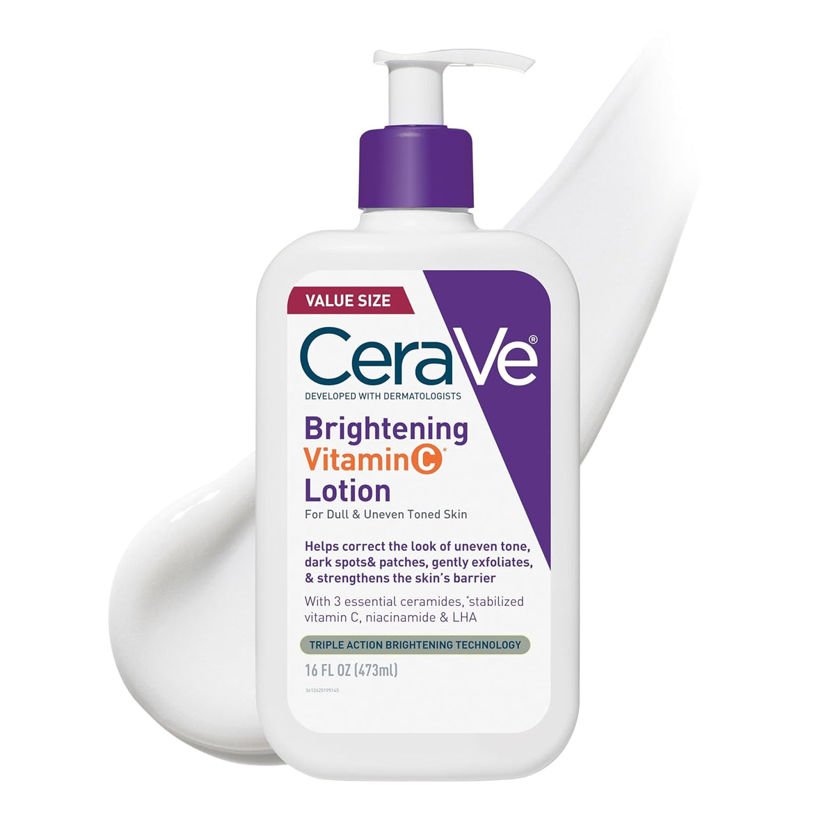 CeraVe Brightening Vitamin C Body Lotion. Skincare with Niacinamide. 16oz | Brightening Body Lotion & Moisturizer. Dark Spot Corrector with Ceramides & LHA. Fragrance Free. Suitable for Sensitive Skin