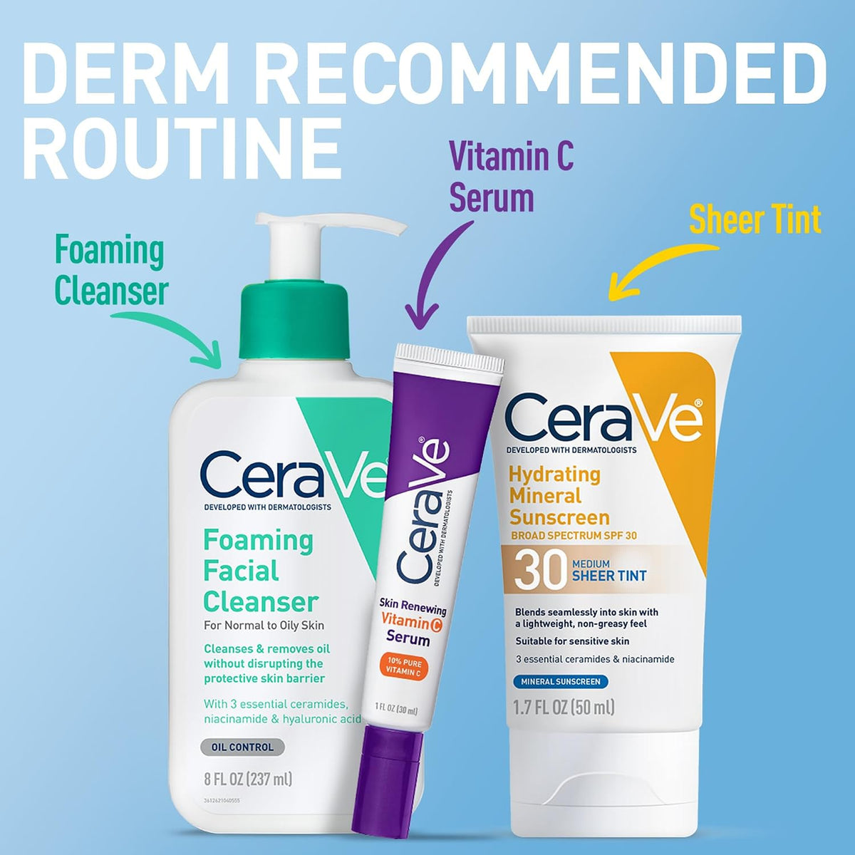CeraVe Tinted Sunscreen for Face. Mineral SPF 30 Moisturizer. Medium. 1.7oz | Skin Care. Face Sunscreen. Hyaluronic Acid. Zinc Oxide. Titanium Dioxide. Sheer Tint. Healthy Glow. Blends Seamlessly