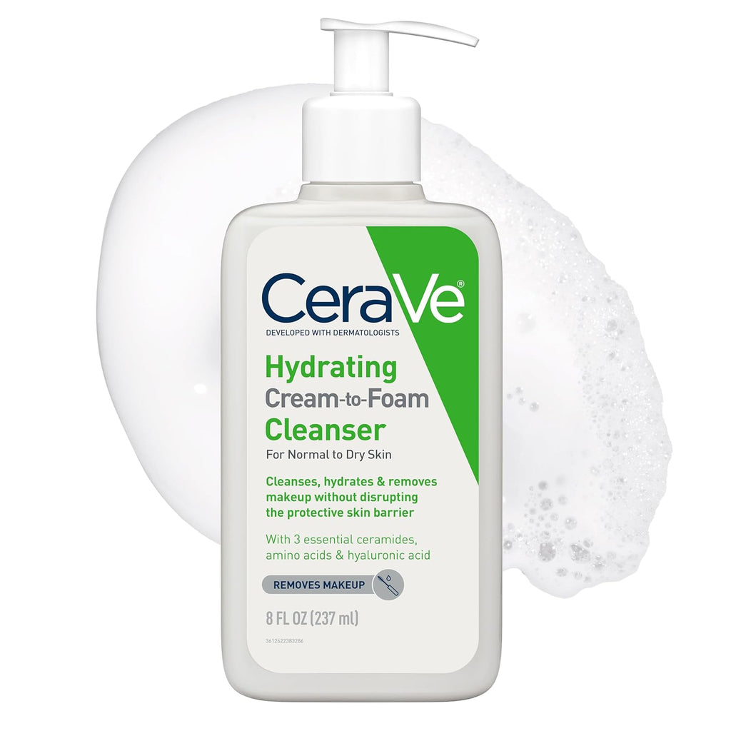 CeraVe Hydrating Cream To Foam Cleanser. Face Wash for Dry Skin.16oz Refill | Removes Makeup with Hyaluronic Acid In A Fragrance Free. Non-Comedogenic Formula For Normal To Dry Skin