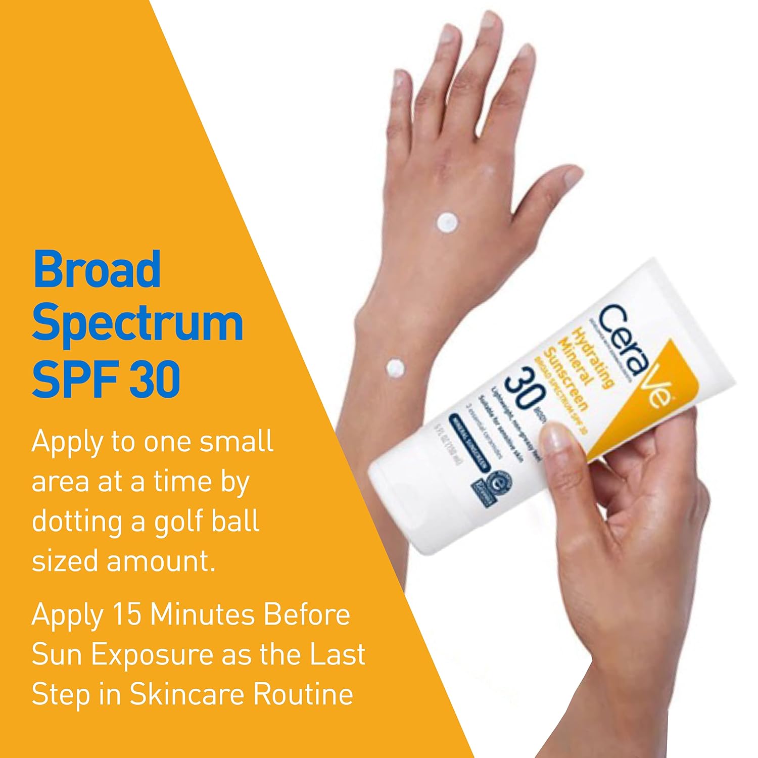 CeraVe 100% Mineral Sunscreen SPF 30 with Zinc Oxide & Titanium Dioxide.Hyaluronic Acid & Ceramides.Oil Free.Non-Greasy.Hydrating Mineral Sunscreen For Body.5 oz.(Pack of 2)