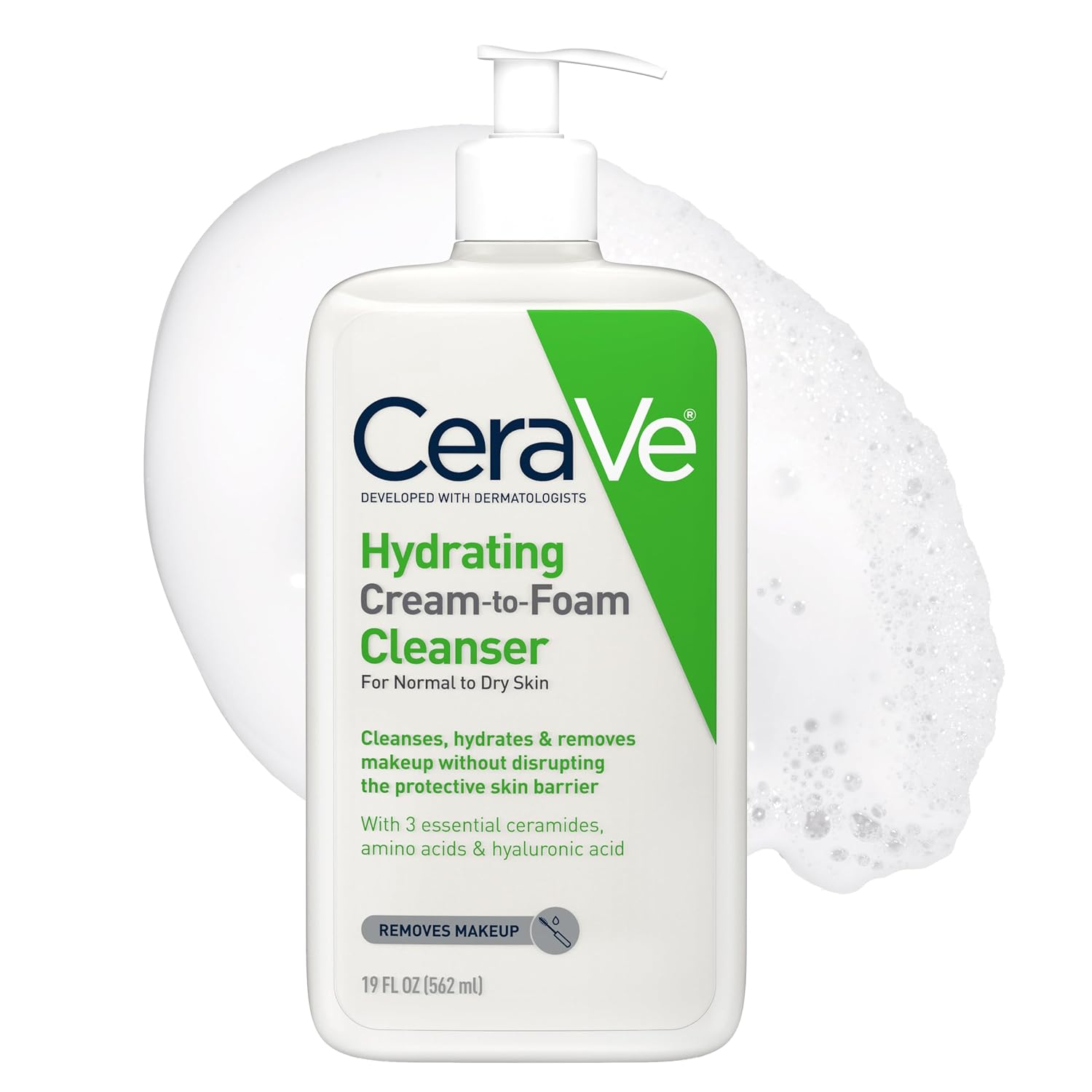 CeraVe Hydrating Cream To Foam Cleanser. Face Wash for Dry Skin. 8oz | Skin Care with Hyaluronic Acid. Makeup Remover. Facial Cleanser. Fragrance-Free. Non-Comedogenic. For Normal To Dry Skin