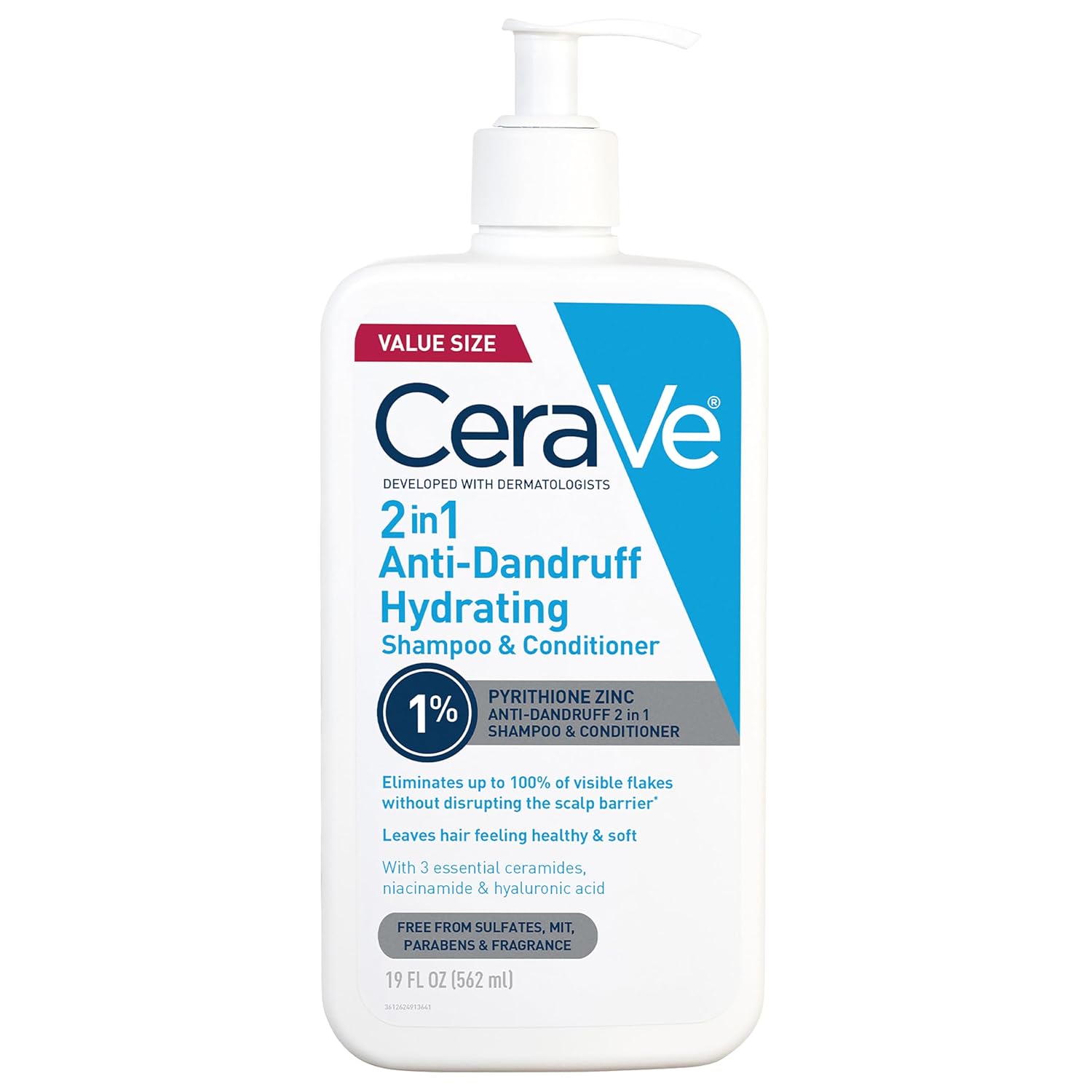 CeraVe 2 In 1 Hydrating Anti Dandruff Shampoo And Conditioner Twin Pack. 1% Pyrithione Zinc Dandruff Treatment Helps Eliminate Dandruff. Color Safe & Sulfate Free. 12 Fl Oz Each (Set of 2)