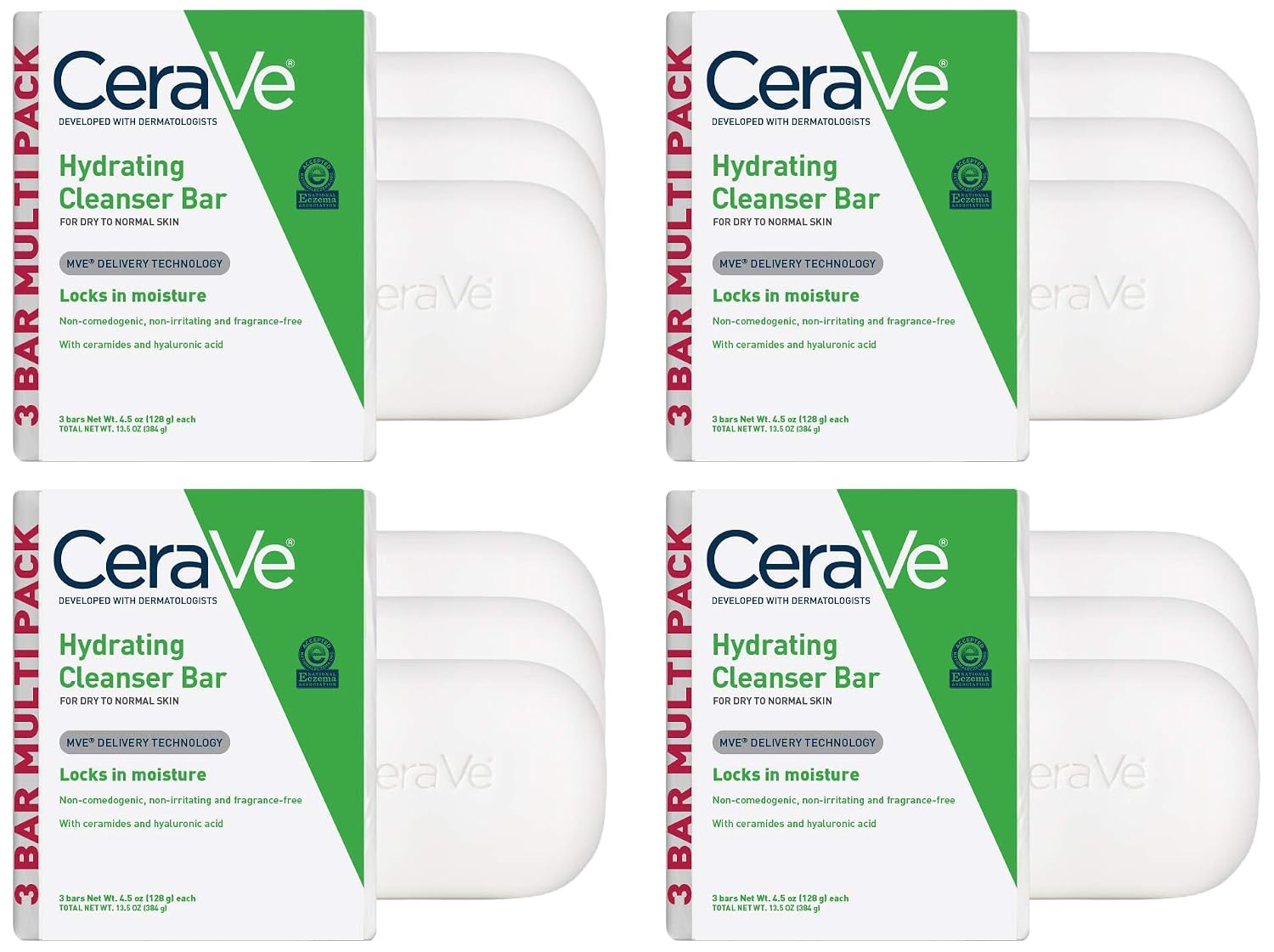 CeraVe Hydrating Cleanser Bar. Face Wash with 5% Moisturizing Cream. 3-Pack | Soap-Free Body Wash and Facial Cleanser with Ceramides Thoroughly Cleanses without Stripping Skin Of Natural Moisture