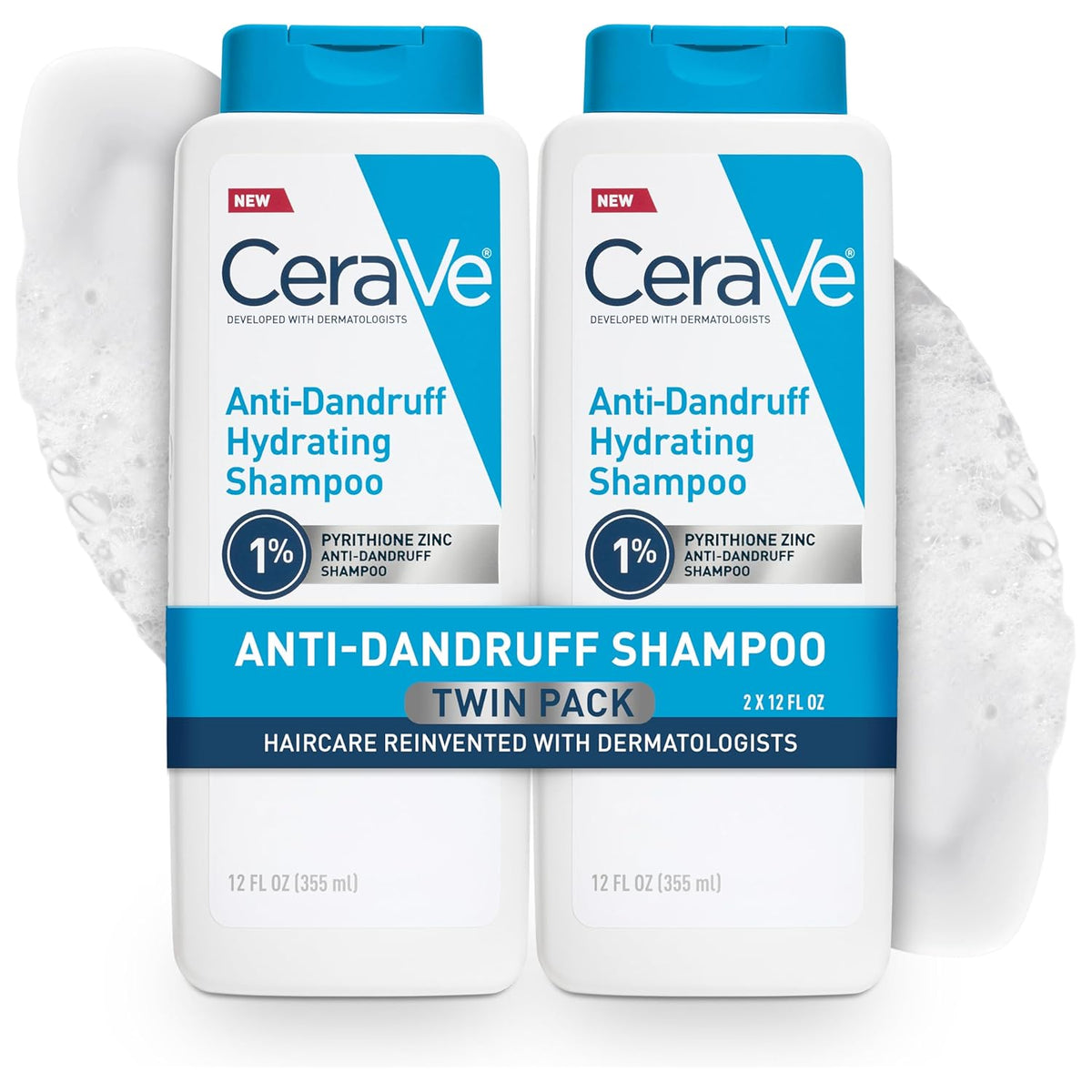 CeraVe Hydrating Anti Dandruff Shampoo. 1% Pyrithione Zinc Dandruff Treatment With Ceramides. Niacinamide. Hyaluronic Acid. Eliminate Flake.Provides Itchy Scalp Relief. Sulfate-Free. 12 Oz (Pack of 2)