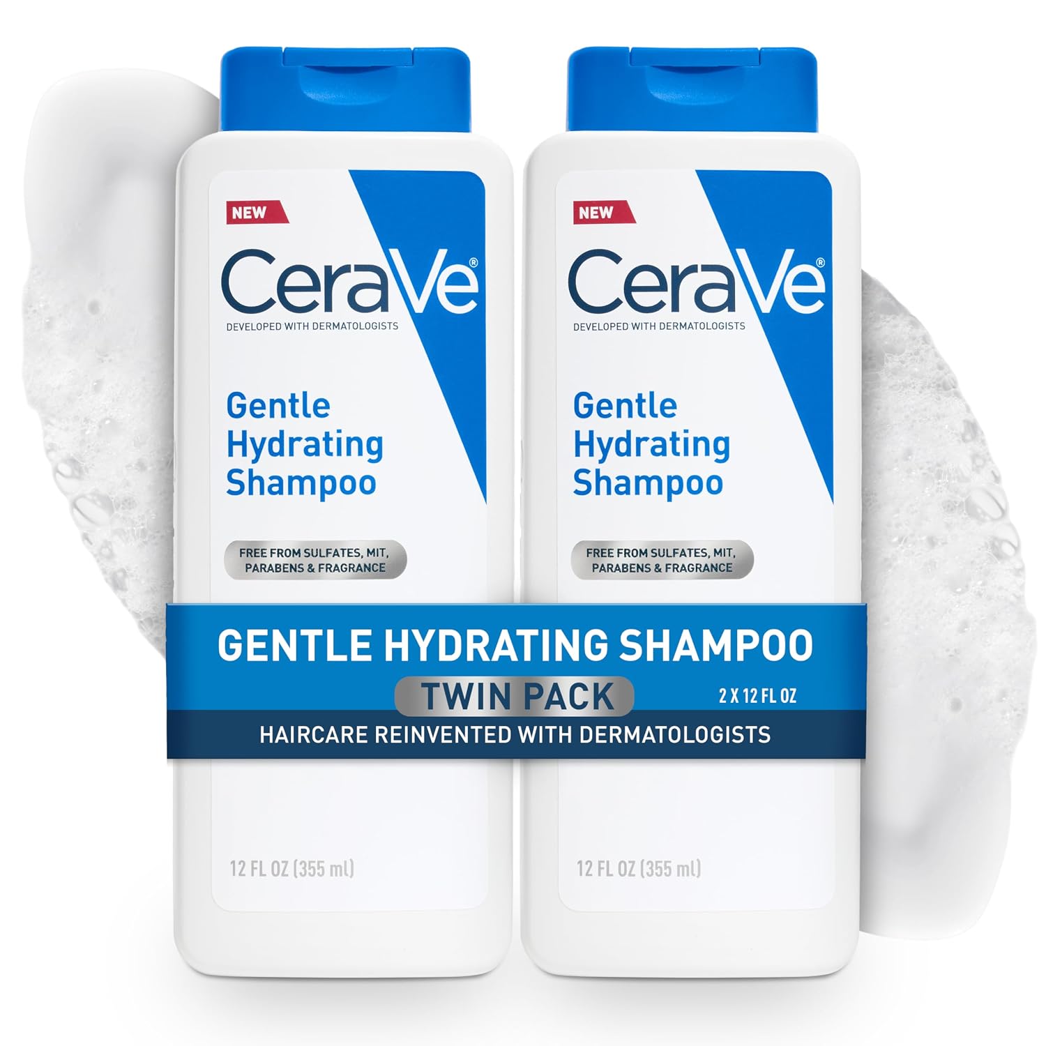 CeraVe Gentle Hydrating Shampoo with Hyaluronic Acid for Hair & Scalp. 19oz | Leaves Hair and Scalp Soft and Healthy-Looking with Ceramides. Niacinamide and A Color Safe Formula