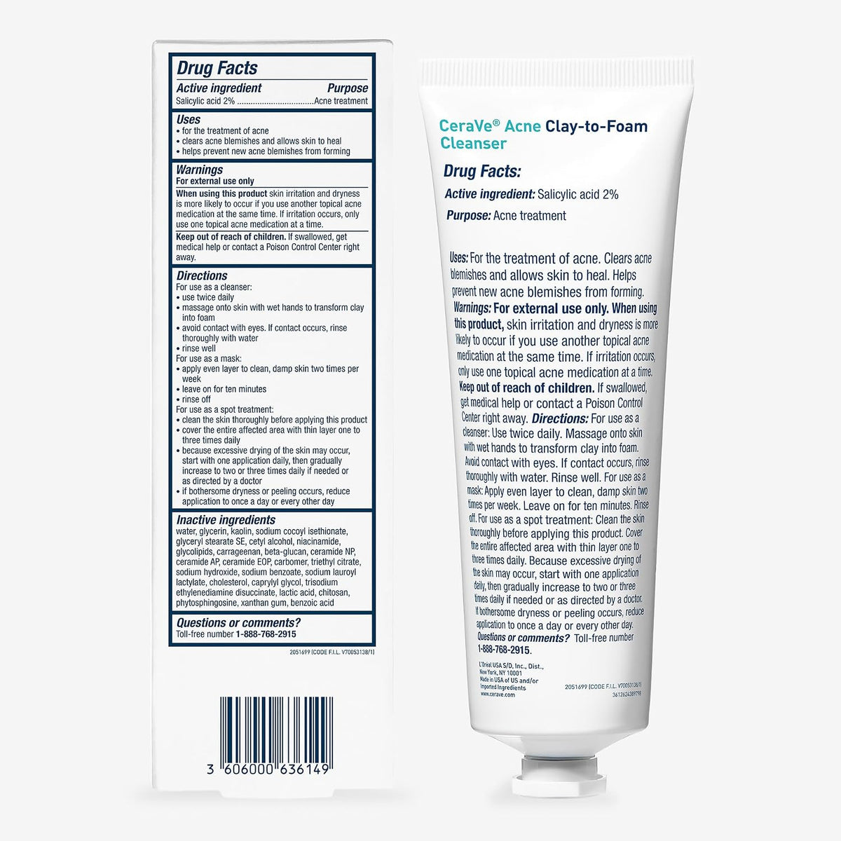 CeraVe Clay to Foam Acne Face Wash. Salicylic Acid Spot Treatment. 4 Oz | 3-In-1 Kaolin Clay Mask and Foaming Facial Cleanser with Glycerin and Ceramides Acts As a Blackhead Remover To Clear Acne