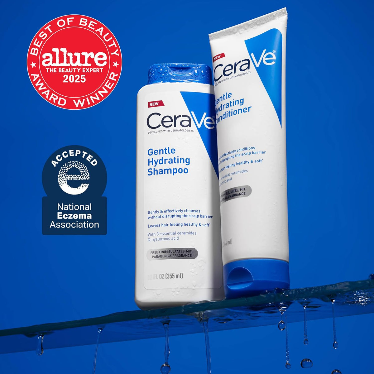CeraVe Gentle Hydrating Shampoo with Hyaluronic Acid for Hair & Scalp. 19oz | Leaves Hair and Scalp Soft and Healthy-Looking with Ceramides. Niacinamide and A Color Safe Formula
