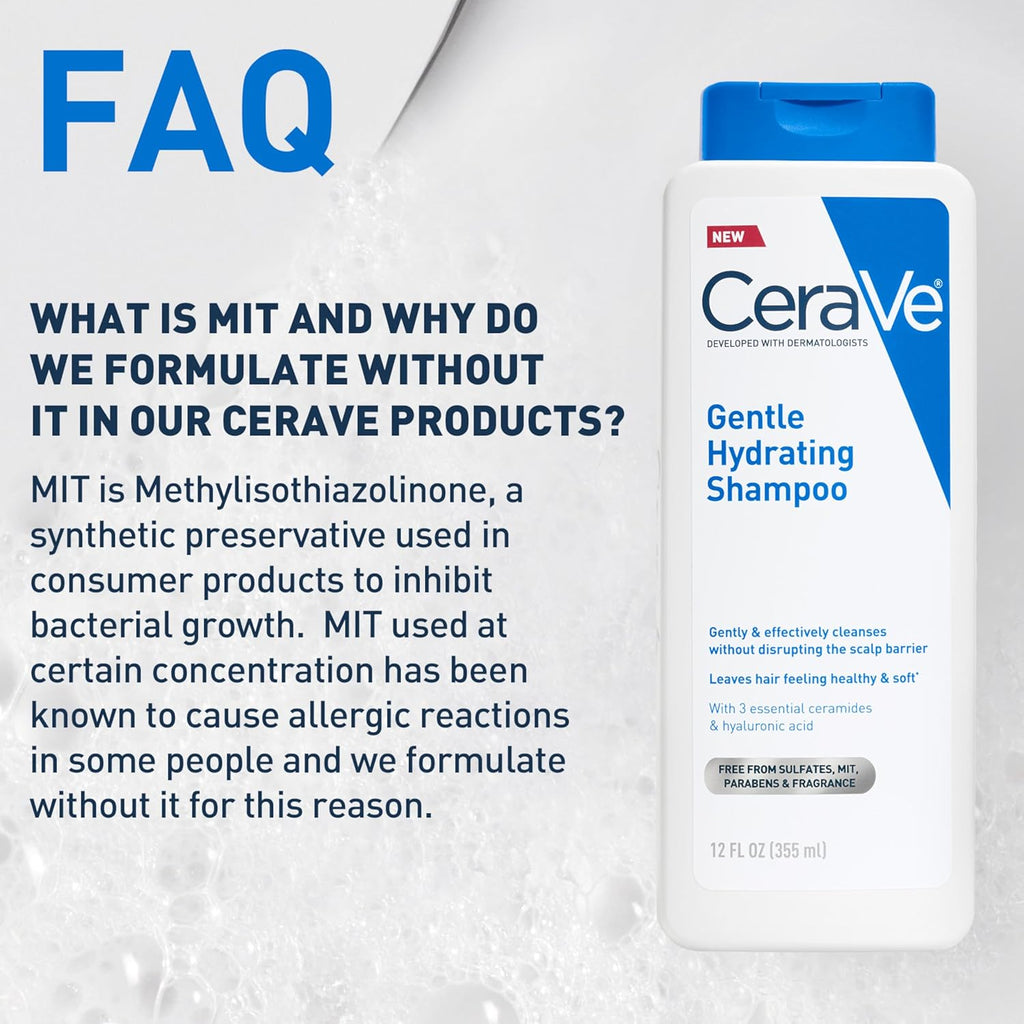 CeraVe Gentle Hydrating Shampoo with Hyaluronic Acid for Hair & Scalp. 19oz | Leaves Hair and Scalp Soft and Healthy-Looking with Ceramides. Niacinamide and A Color Safe Formula