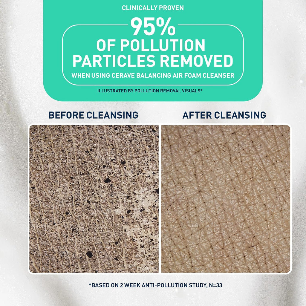 CeraVe Balancing Air Foam Face Wash.Foaming Facial Cleanser Combination Skin.8HR Oil Control.24HR Hydration.Fragrance-Free & Non-Comedogenic.With Glycolysine™ & 3 Essential Ceramides.8oz.(Pack of 2)